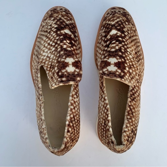 Free People Bohemian Western Snake Eyes Brown and White Loafer Slip Ons - Picture 4 of 12